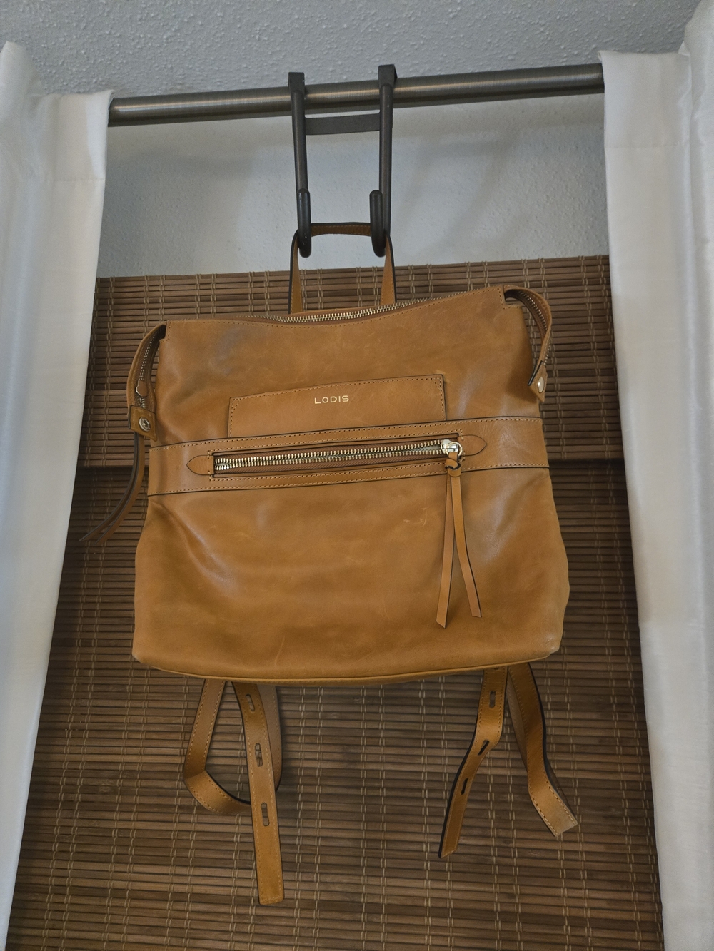 Lodis Tan Leather Backpack